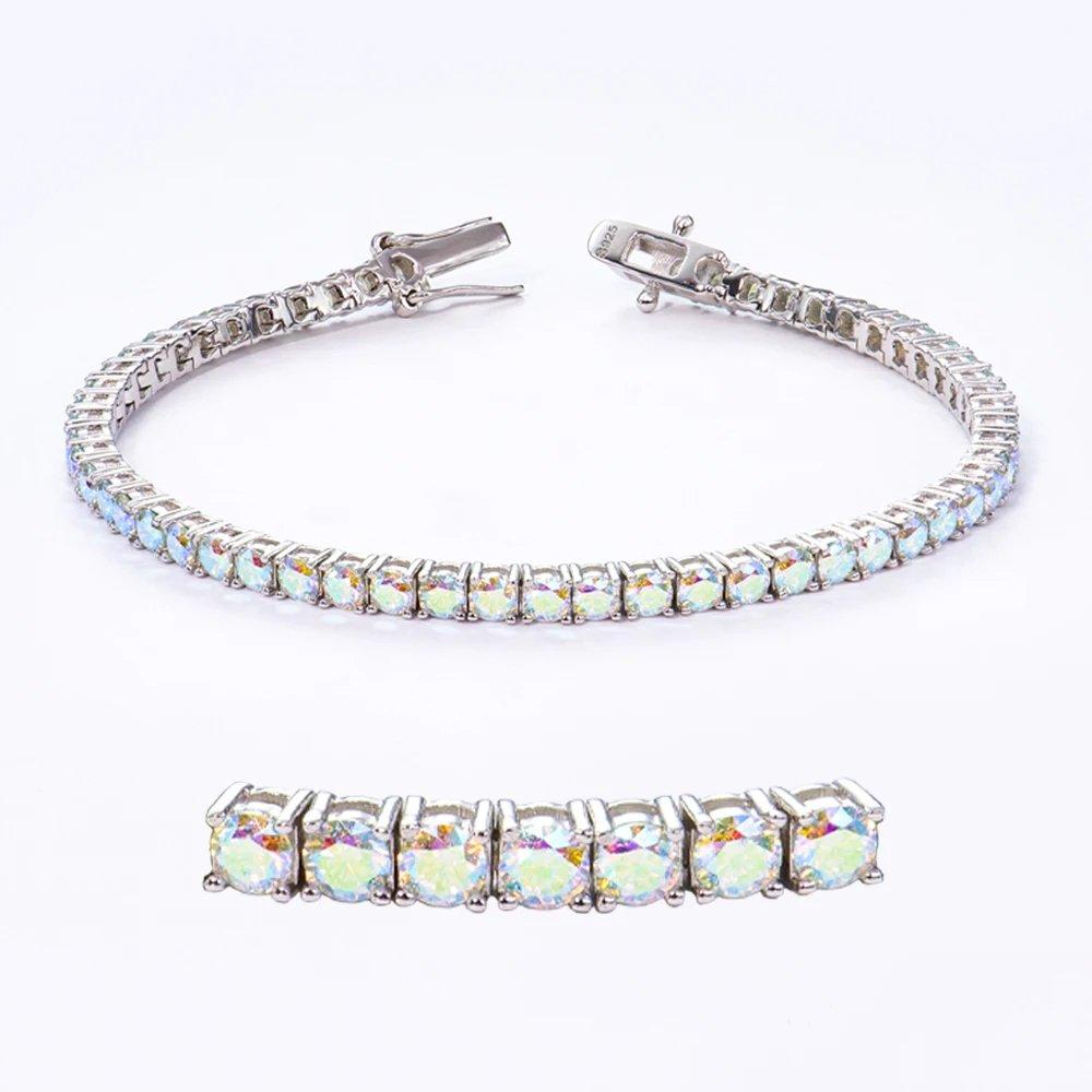 3mm AB-Color Moissanite Tennis Bracelet