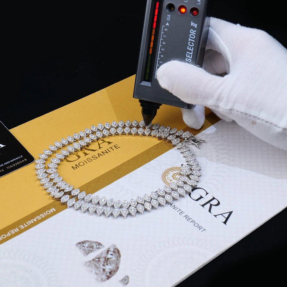 7mm Marquise-Cluster Moissanite Tennis Chain • S925 Statement Piece